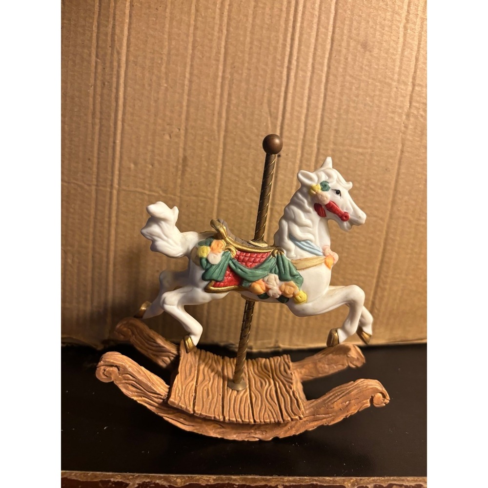 Vintage Rocking Horse Music Box Pastel Carousel Horse Nursery Decor